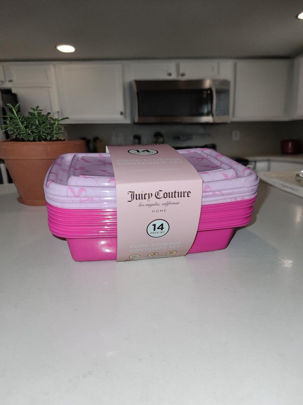 Juicy Couture Hot Pink and Light Pink Stackable Food Storage Set